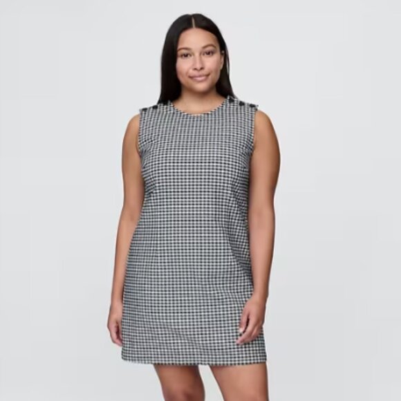 Gap × DÔEN Responsibly Made Sleeveless Navy Denim Gingham Mini Dress 10 - Picture 5 of 8